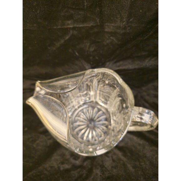 Antique Pressed Glass Milk Pitcher With Wheat & Starburst Pattern - Picture 5 of 7
